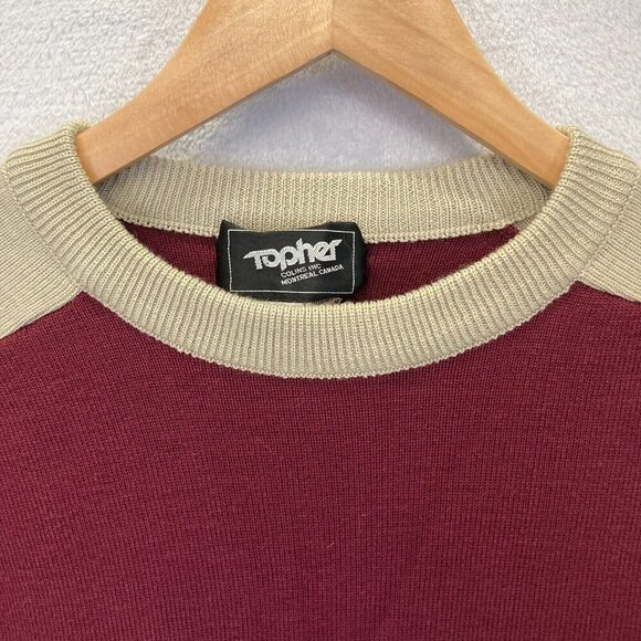 Vintage Topher Colins Canada Wool Blend Sweater Raglan Sleeve Mens Medium M Red - Picture 11 of 16
